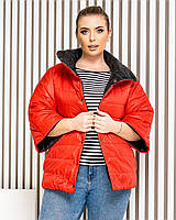 Куртка демісезонна червоний/ чорний BАТАЛ арт. 415