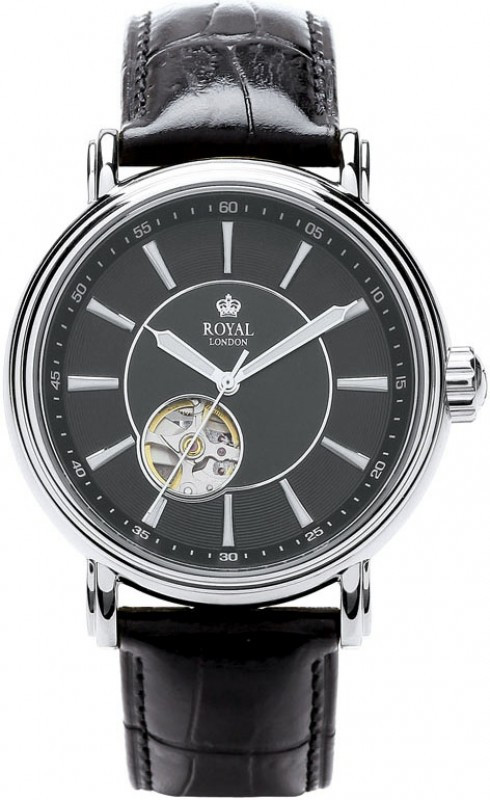 Чоловічий класичний наручний годинник Royal London 41146-02  механічний із шкіряним ремінцем