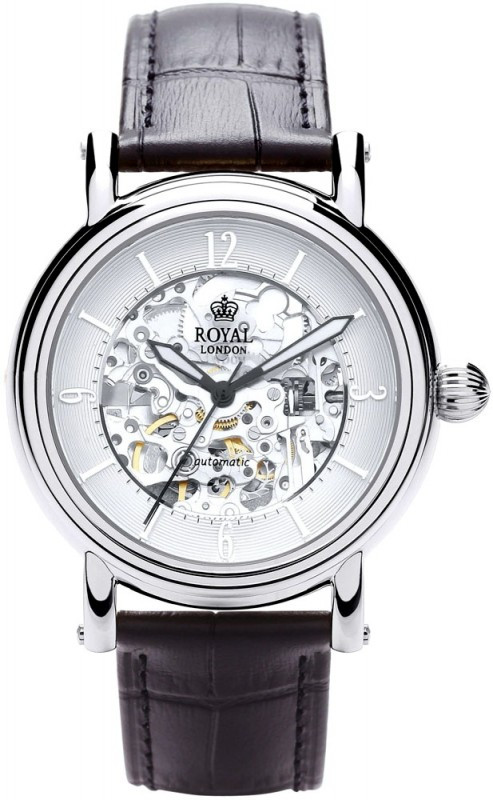 Чоловічий класичний наручний годинник Royal London 41150-01  механічний із шкіряним ремінцем