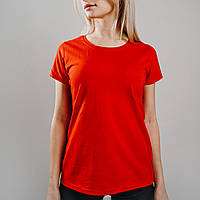 Женская футболка классическая 100% хлопок 0613720 Шелкография, Красный, XL