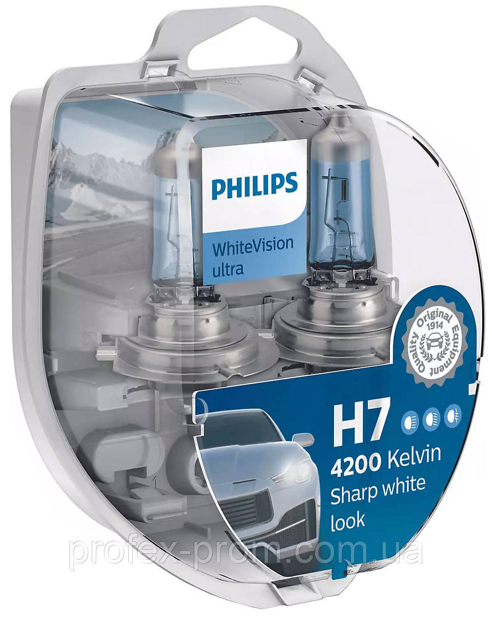 Автолампа Philips Н7/W5W 12972 WVU 12V WhiteVision ultra +60% (4200K) (блістер) (шт.)