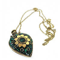 Гарний аромакулон бронзовий із малахітовими вставками