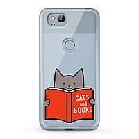 Чехол силиконовый для Google (Cats and Books) Pixel 2 3 4a 5 5G 6A 7 XL гугл пиксель silicone case