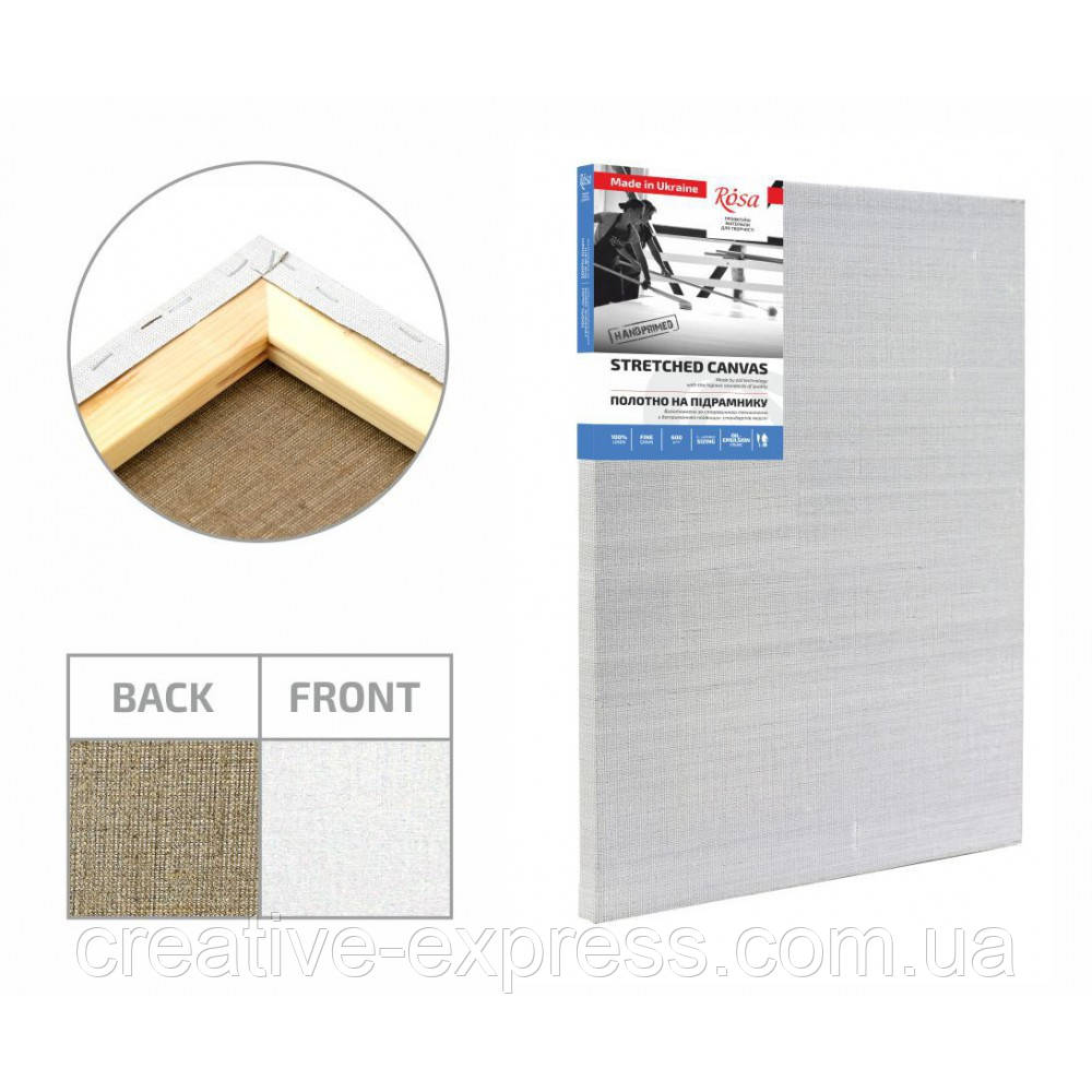 Підрамник, 50*70 см, середнє зерно, олійний грунт, льон, ТМ "Маестро"