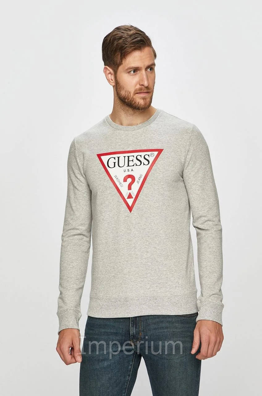 Сірий світшот logo Guess | кофта гесс, фото 1