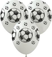 Шарики с гелием с рисунком поштучно "Футбольный мяч" 12" (30см) (белый)5 сторон