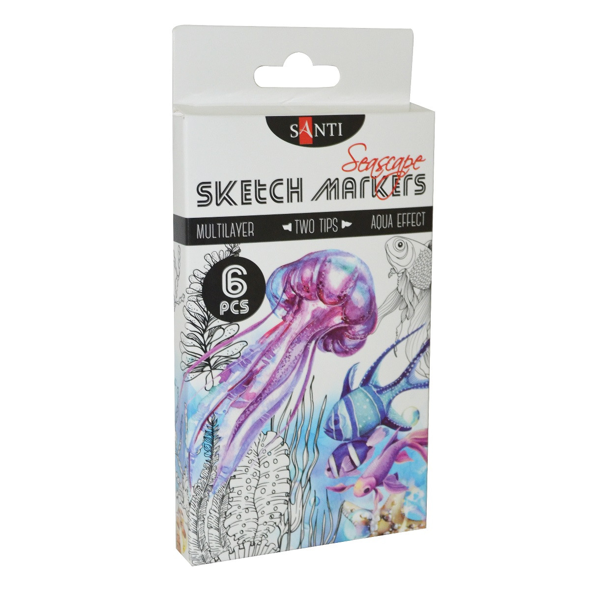 Набор маркеров "SANTI sketch" "Seascape", 6 шт/уп