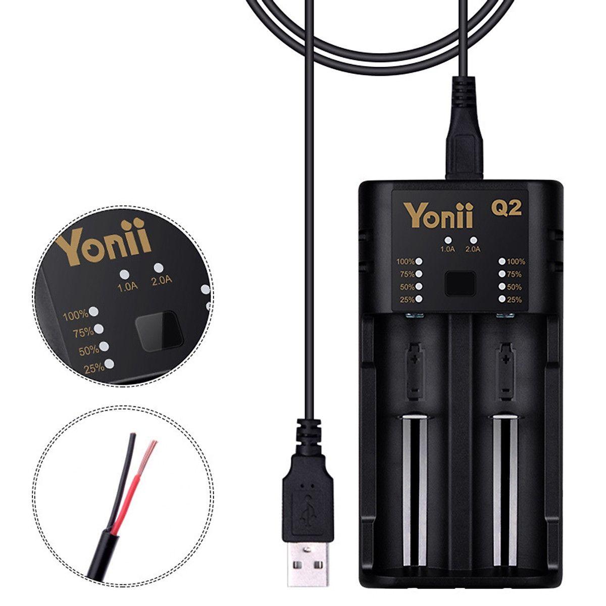 Зарядний пристрій для акумуляторних батарей USB Battery Charger Yonii Q2 універсальний зарядний пристрій