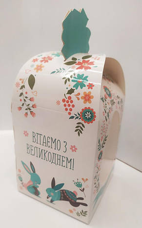 Коробка пасхальна "Пасхальні зайчики" 110х110х140 мм, фото 3
