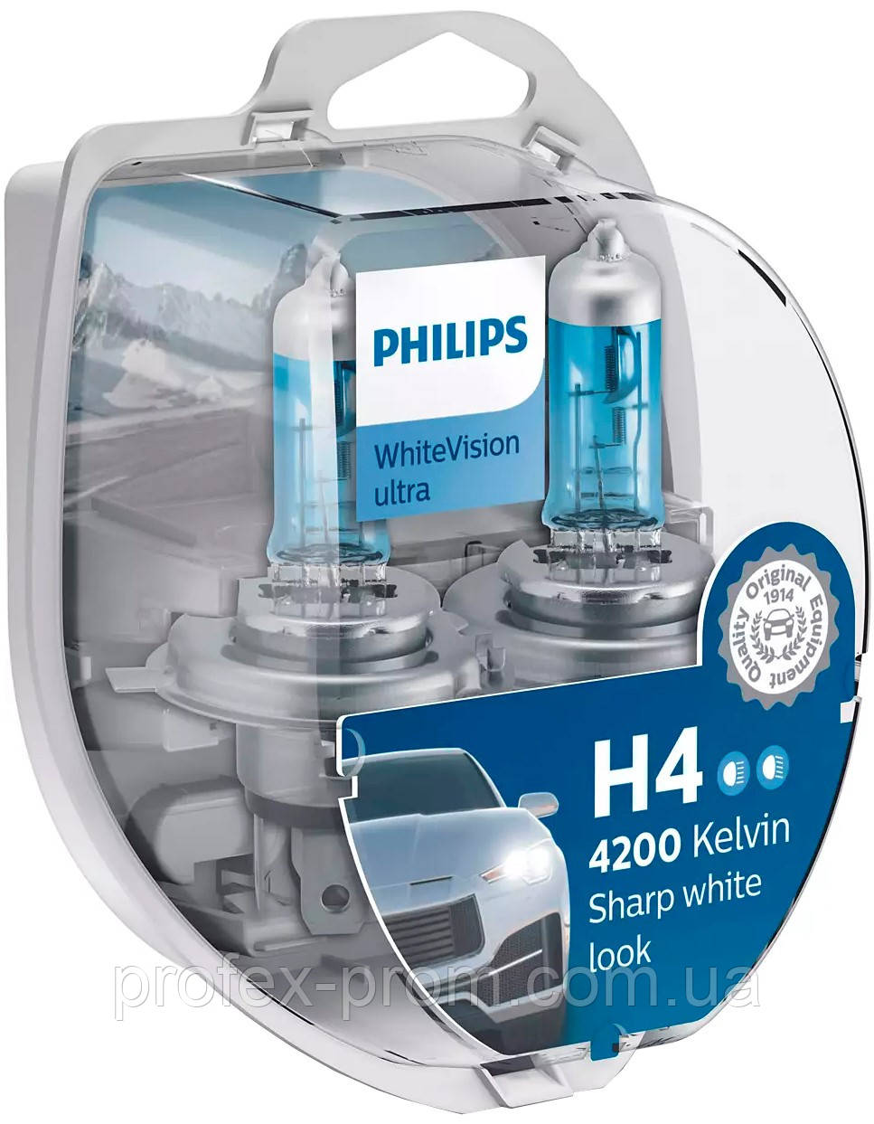 Автолампа Philips Н4/W5W 12342 WVU 12V WhiteVision ultra +60% (4200K) (блістер) (шт.)