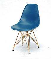 Стул Nik GD-ML голубой 53 на золотых металлических ножках, дизайн Eames DSR Eiffel Gold Leg