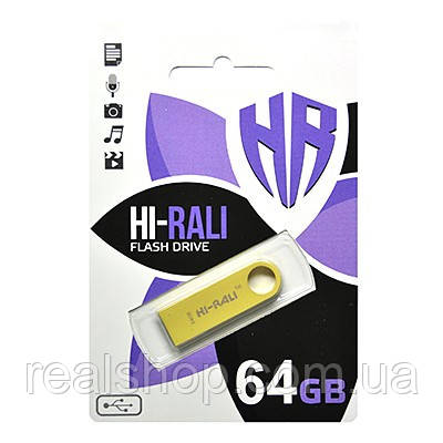 Флешнакопичувач USB 64 GB Hi-Rali Shuttle Series Gold (HI-64GBSHGD), фото 1