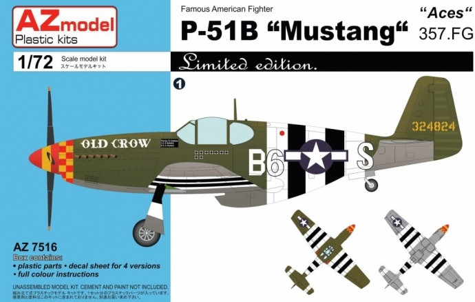 Пластикова модель 1/72 AZ model 7516 американський винищувач P-51B Mustang "Aces" 357. FG