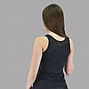 Майка жіноча зі вставками сітки для спорту щільний еластан чорного кольору, фото 2