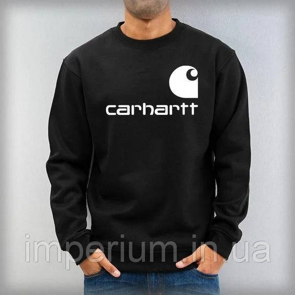 Світшот з білим логотипом Carhartt | чорна кофта