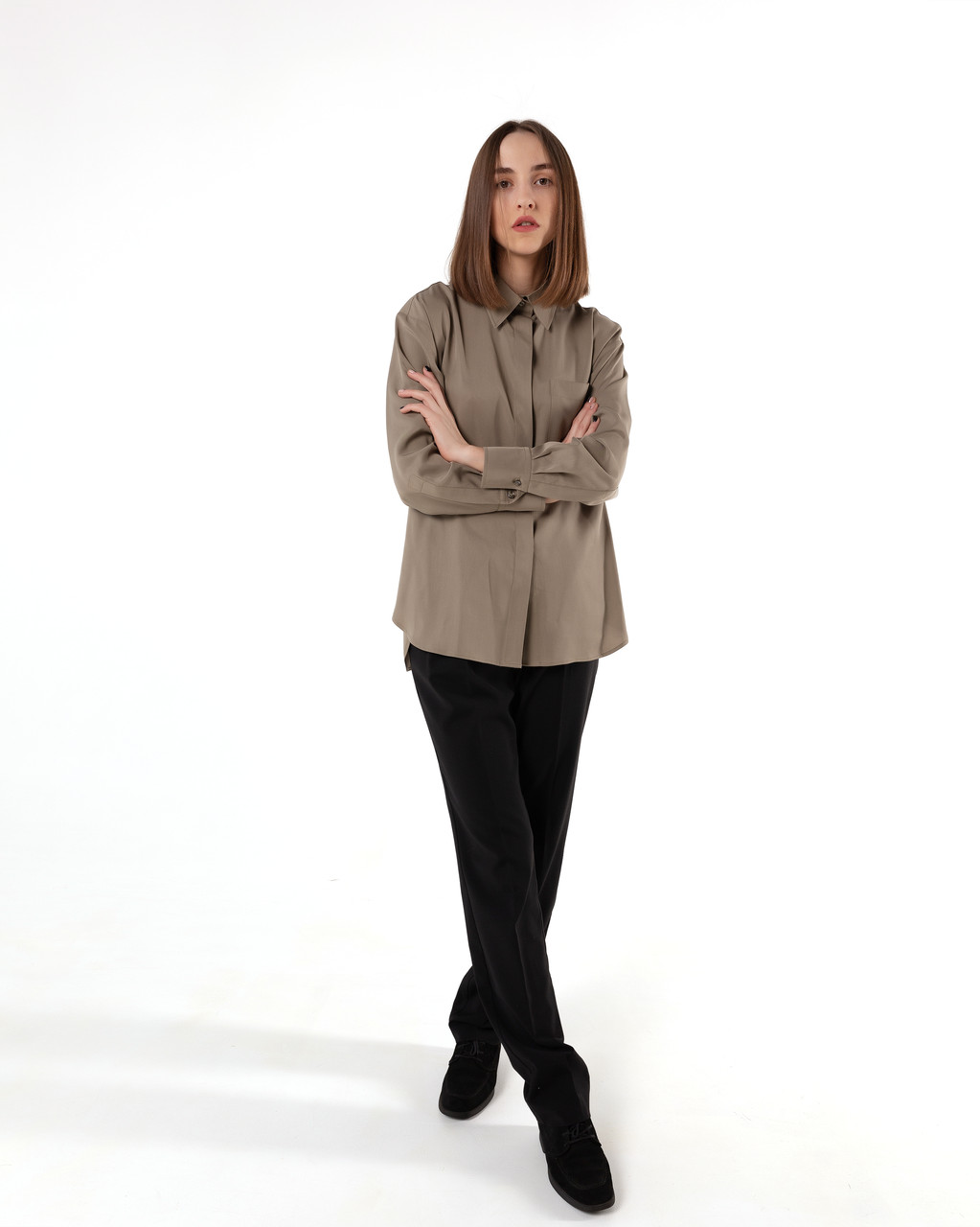 Сорочка жіноча оливкова oversize WOOLBOOK, фото 1