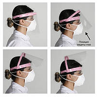Экран-щиток защитный медицинский маска продавца пластиковая розовая
