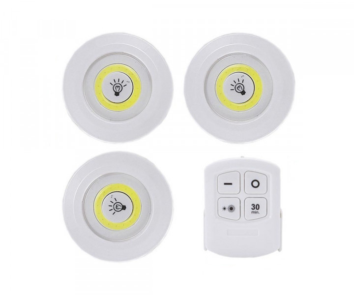 ОПТ Набір "розумних" світлодіодних LED-світильників (push-for-light) 3 шт + пульт дистанційного управління