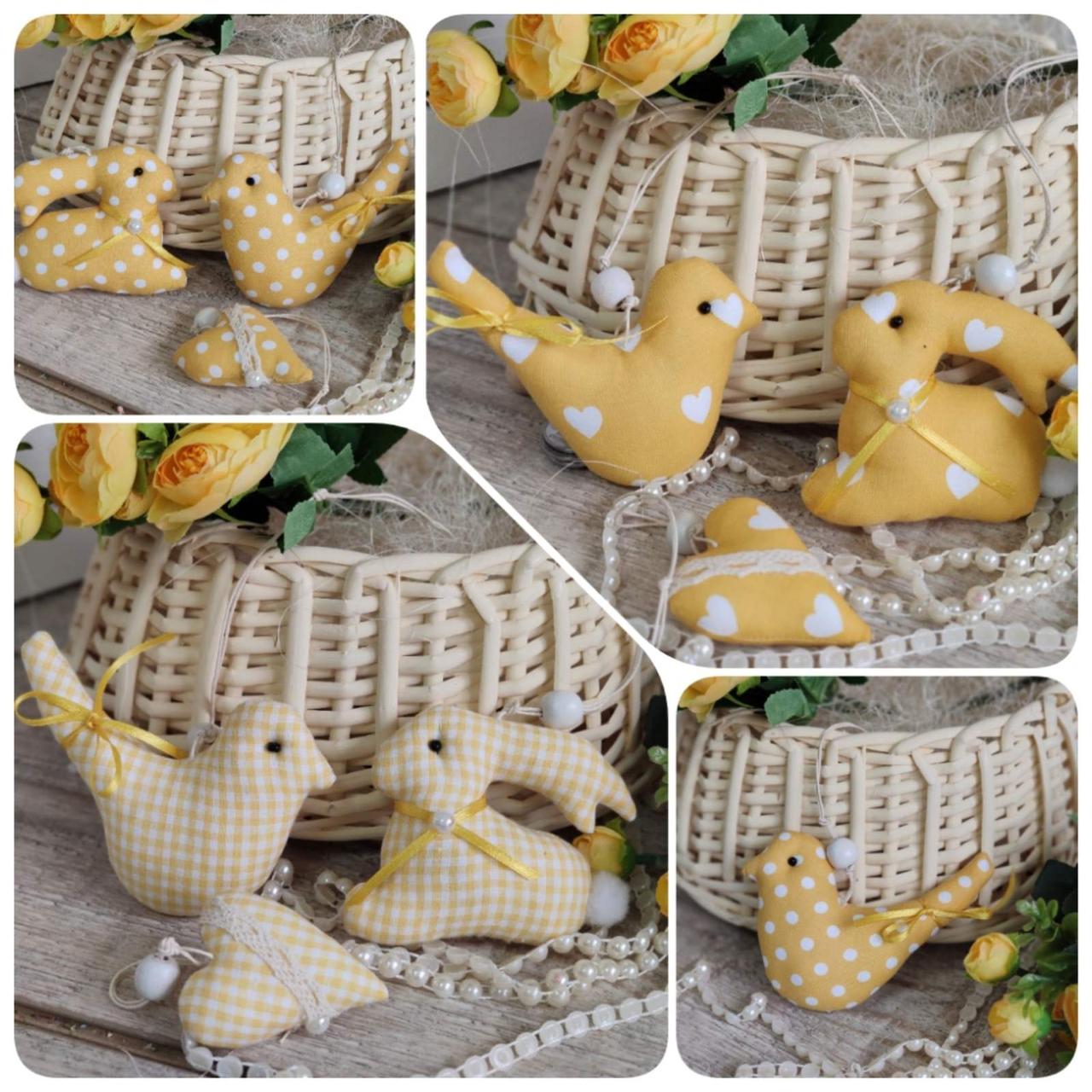 Великодній набор іграшок "Кролик, пташка, сердечко", Н-9 -11 см, для віночка, декор на Великдень,, фото 1