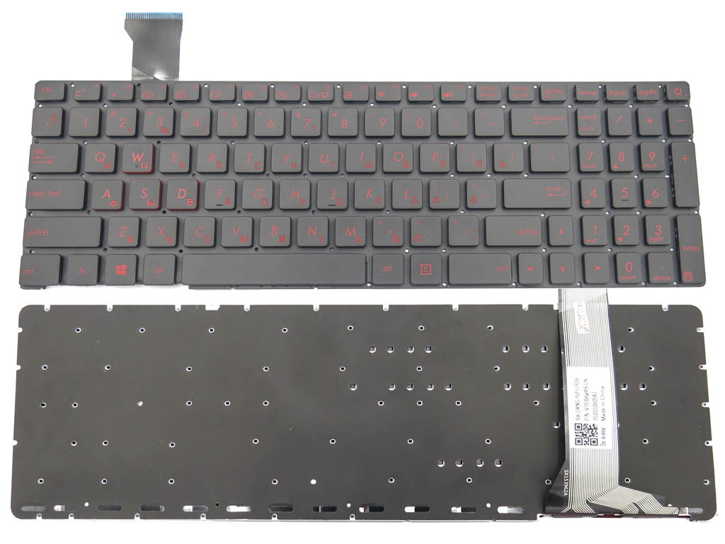 Клавиатура для ноутбука ASUS GL552/ GL552V/ GL552J/ GL552JX/ GL552VL/ GL552VW/ GL552VX ( RU Black без рамки).