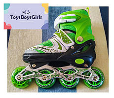 Ролики дитячі "Happy" 5656 - зелені - розмір (34-38 & 39-43) - колеса з підсвіткою / ролики детские