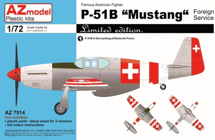 Пластикова модель 1/72 AZ model 7514 американський винищувач P-51B Mustang Foreign Service, фото 1