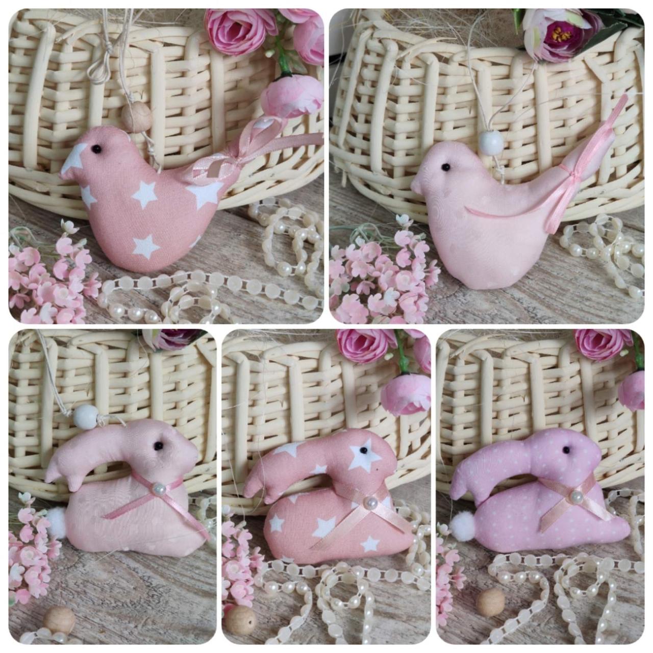 Великодній кролик, Н-9 на 9 см, текстильна іграшка кролик, декор на Великдень,, фото 1