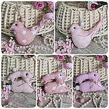 Пташки великодні льон, h 9,5 см х 11 см,
великодній декор, фото 2