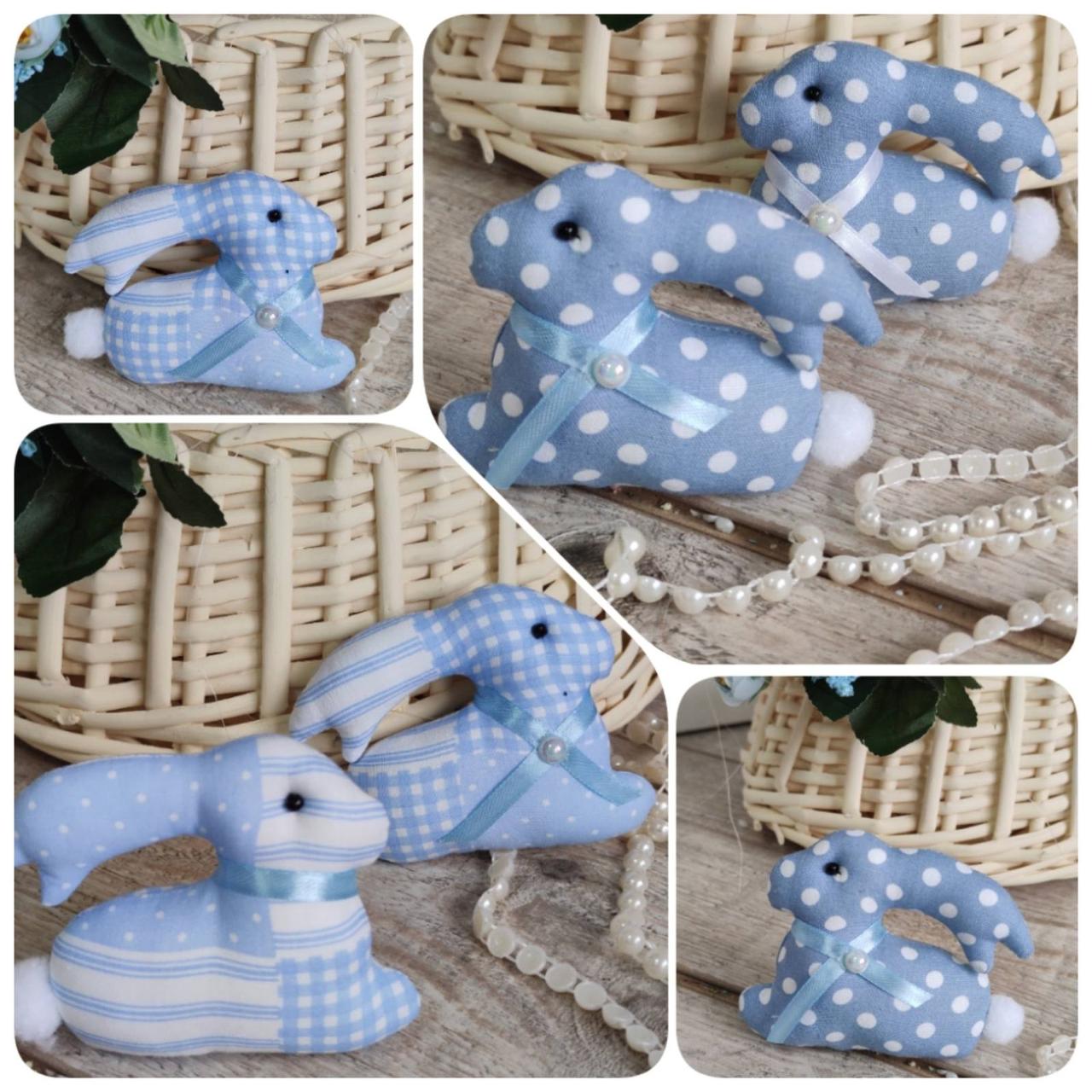 Великодній кролик, текстильна іграшка кролик, декор на Великдень, символ року 2023, фото 1