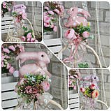 Топер з кроликом на Великодній кошик, пасхальний декор., фото 2