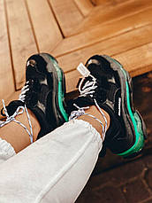 Жіночі кросівки Balenciaga Triple S Clear Sole Black/Neon Green 541624W09ON1047, фото 5