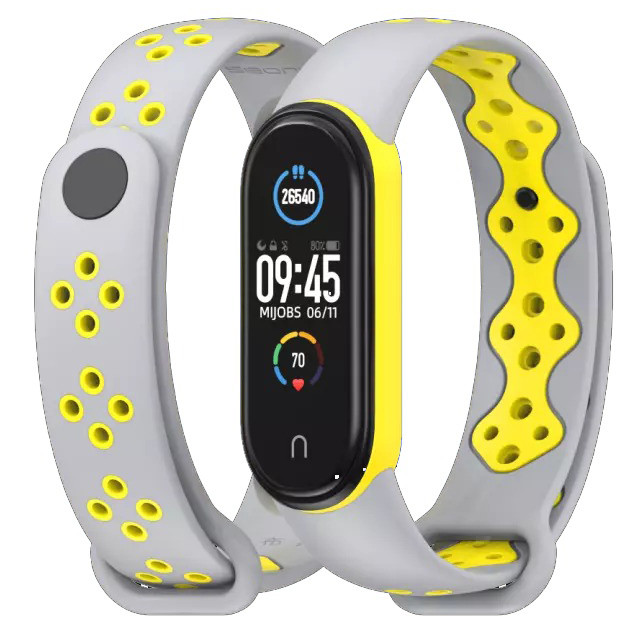 Ремінець MiJobs Sport Style для Xiaomi Mi Band 5 / 6 Grey Yellow