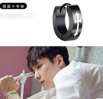 Сережки для пірсингу вух із хрестом усередині 9 мм зовні 14 мм, сталь, фото 1