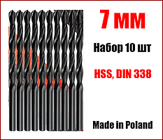 Свердло для металу 7 мм, набір з 10 шт Yato YT-4447
