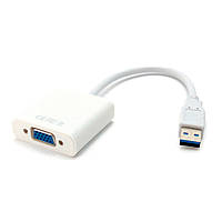 Конвертер USB 3.0(папа) на VGA(мама) 30cm, White, Пакет