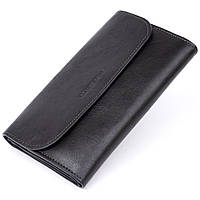 Горизонтальная барсетка-клатч мужская GRANDE PELLE 11298 Черная. Гладкая натуральная кожа