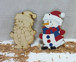 Підвіска, ялинкова прикраса Сніговик в шарфі, 10см