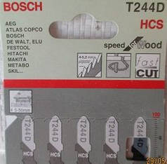 Пилки для лобзика (уп. 5 шт.) BOSCH 244 D криволінійне різання деревина ДСП ДВП