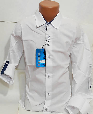 Сорочка дитяча з довгим рукавом dd-0020 Icoras біла приталені однотонна комбінована трансформер, фото 2