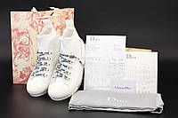 Кеды классные Диор Сникер женские стильные. Модные женские кеды Walk'N' Dior Sneaker White белые. 40