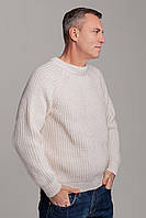 Шерстяной мужской свитер с рукавом реглан цвет Молоко ИТАЛИЯ размеры от L 2ХL