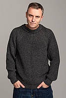 Шерстяной мужской свитер с рукавом реглан цвет Графит ИТАЛИЯ размеры от L до 2XL
