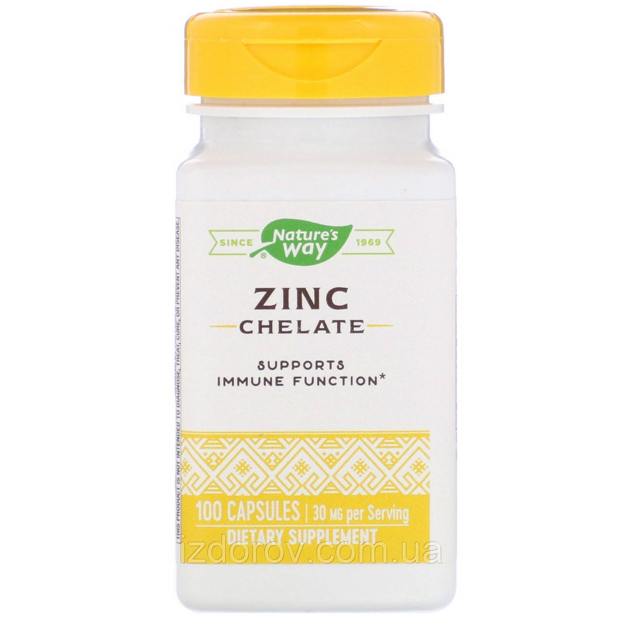 Цинк хелат 30 мг Nature's Way Zinc Chelate легкозасвоювана форма 100 капсул