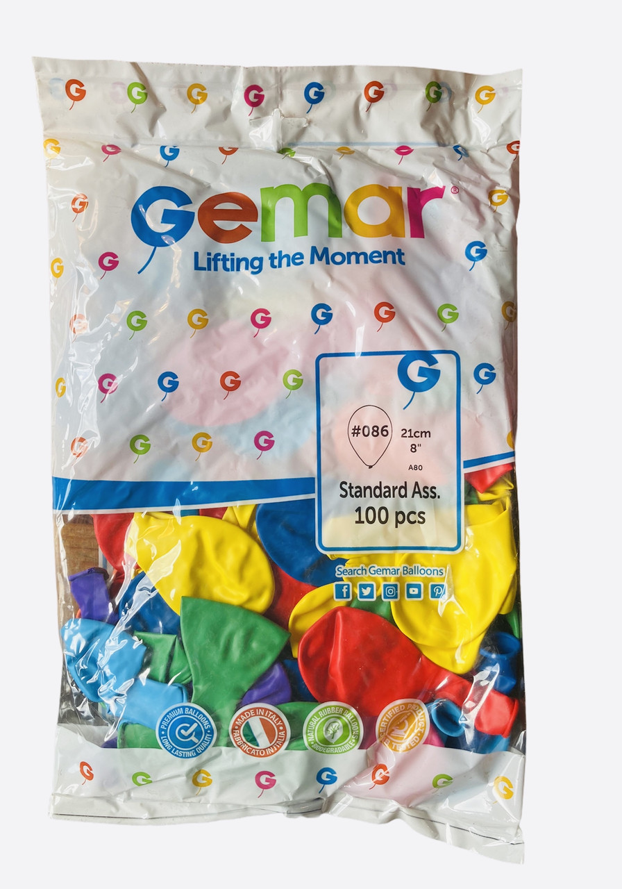 Повітряні кульки Gemar A80/086 21см 100шт асорті, фото 1