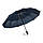Парасолька чоловіча складана KAFA 12 спиць з великим куполом, повний автомат, система антивітер, синій (3260), фото 3