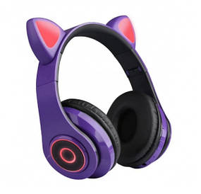 Бездротові навушники CXT-B39 Cat Ear Bluetooth з котячими вушками і LED підсвічуванням Фіолетовий