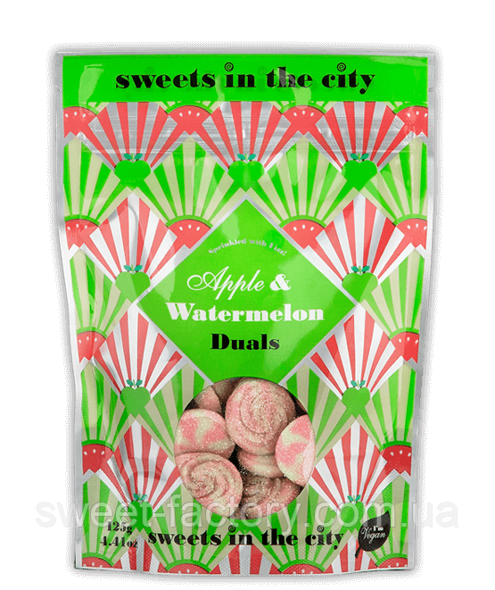 Жувальні цукерки Sweets in the city Watermelon Apple Duals 50 g, фото 1
