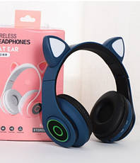 Бездротові навушники CXT-B39 Cat Ear Bluetooth з котячими вушками і LED підсвічуванням Синій, фото 2