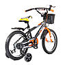 Дитячий двоколісний велосипед Yopin Sport 20 дюймів для дітей від 7 до 10 років чорно-жовтогарячий, фото 3