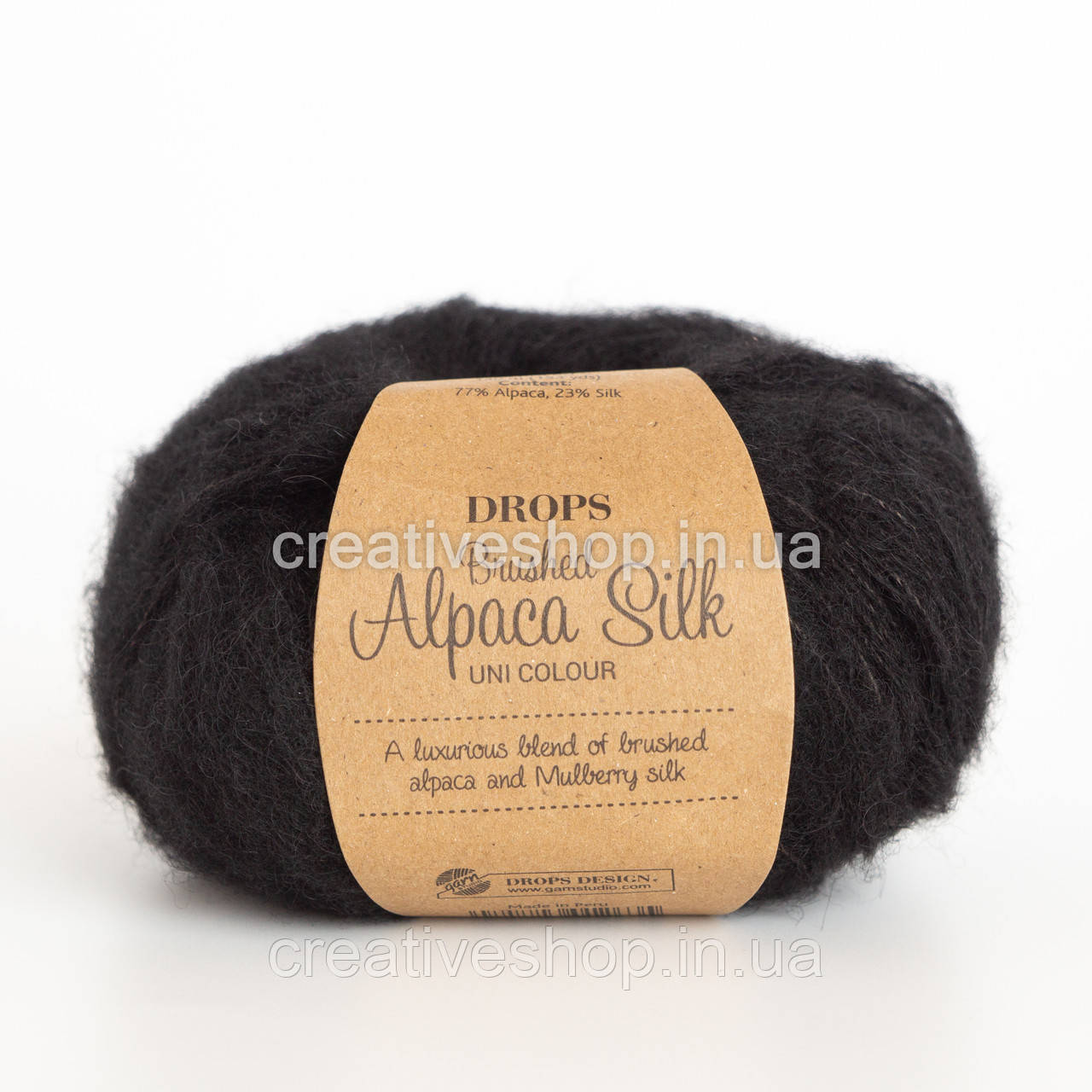 Пряжа Drops Brushed Alpaca Silk (колір 16 black)